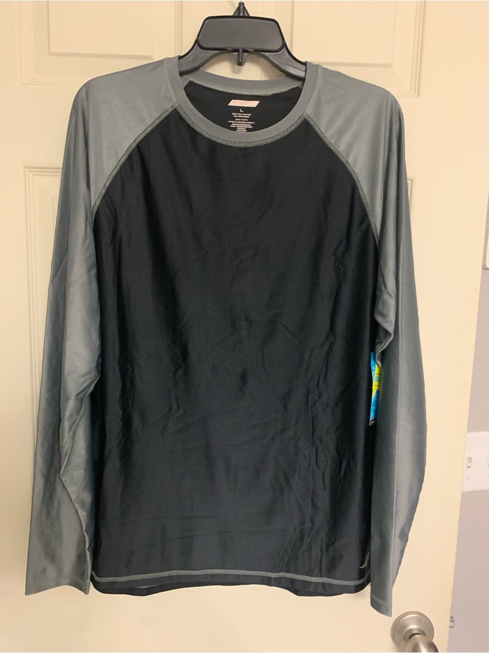 Men's Long Sleeve Swim Rash Guard - Black with Gray Sleeves